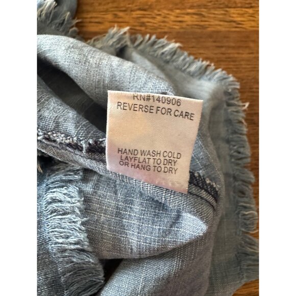 Joh Boho Tunic Dress S Blue Denim Style Fringe Hem Aztec Fabric Yoke - Picture 7 of 14